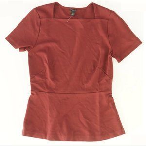 ANN TAYLOR Burgundy Peplum Top Size XXSP womens shirt blouse extra small petite